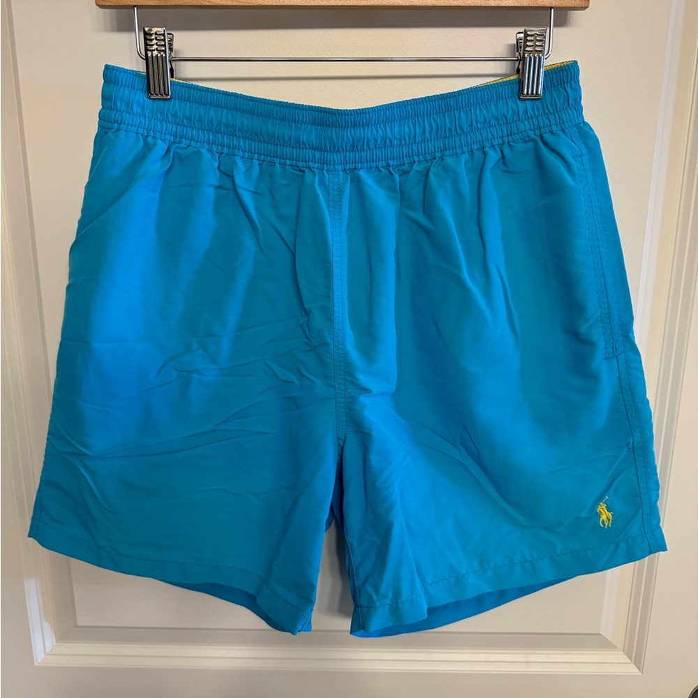 Polo Ralph Lauren Yellow and Blue Lined 5.5” Swim Shorts